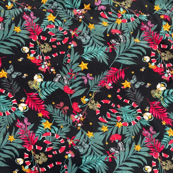 Fresh Prints Shirt Mens Medium Black Jungle Snake All Over Print Casual Stretch - Picture 5 of 7